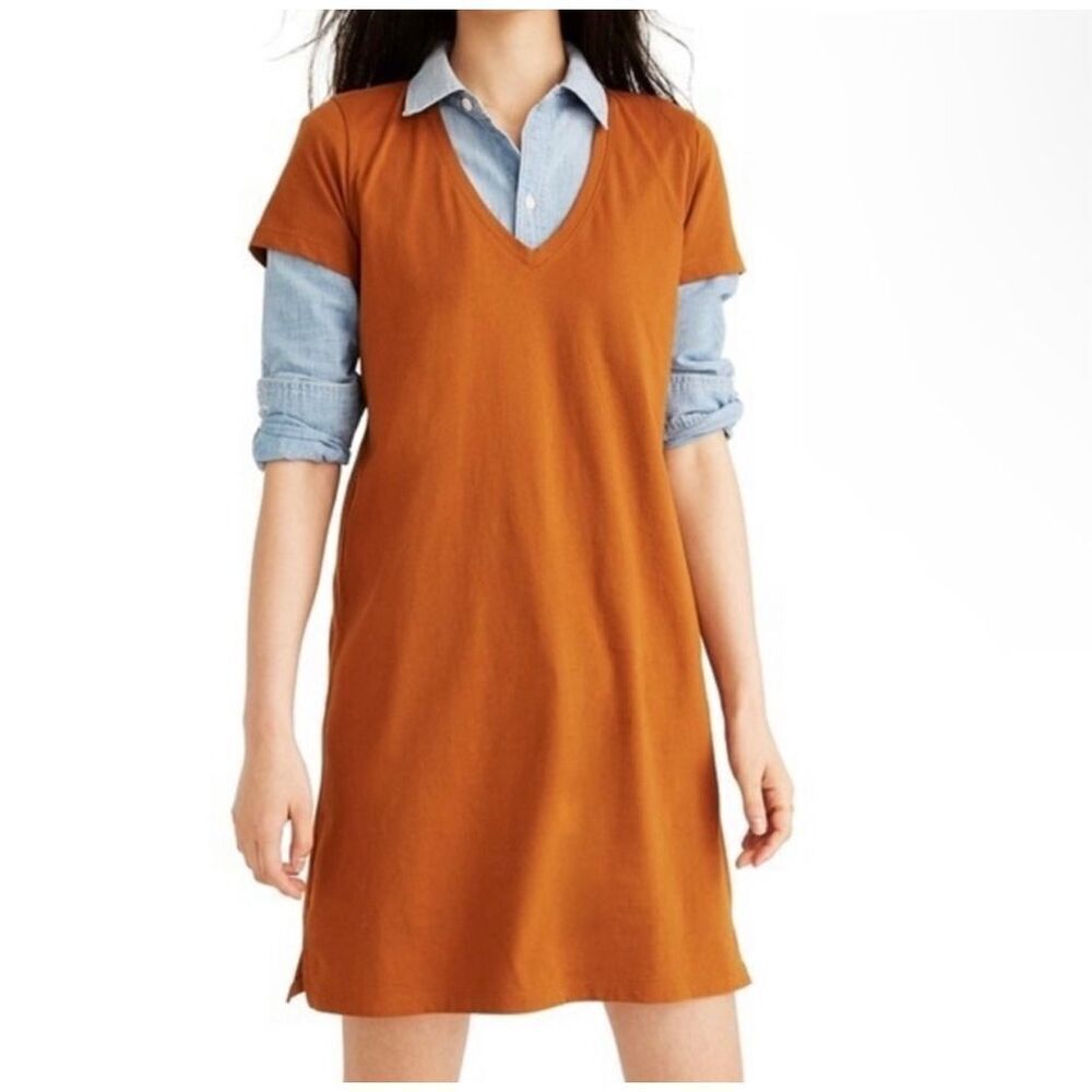 Womens Madewell Copper Fall Shirt T-Shirt Jersey Knit Dress - Sz XS